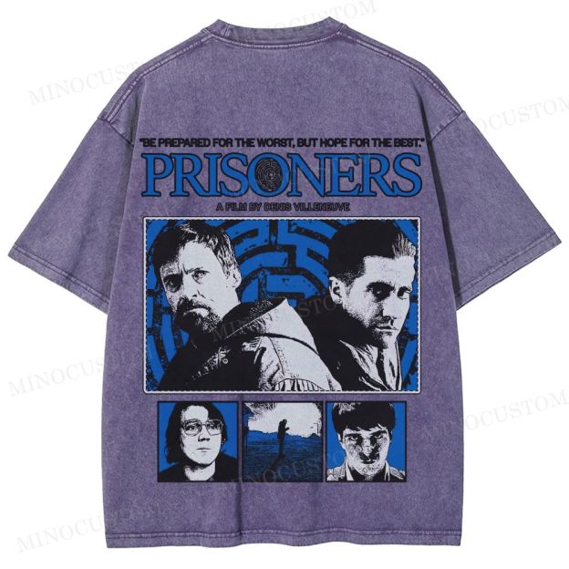 Prisoners Crime Thriller Retro Collage Graphic Washed T-Shirt 