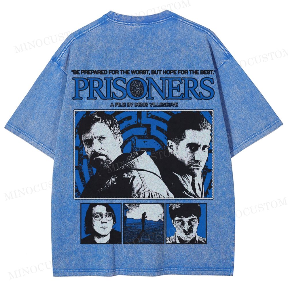 Prisoners Crime Thriller Retro Collage Graphic Washed T-Shirt 