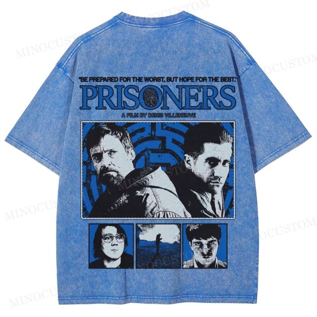 Prisoners Crime Thriller Retro Collage Graphic Washed T-Shirt 