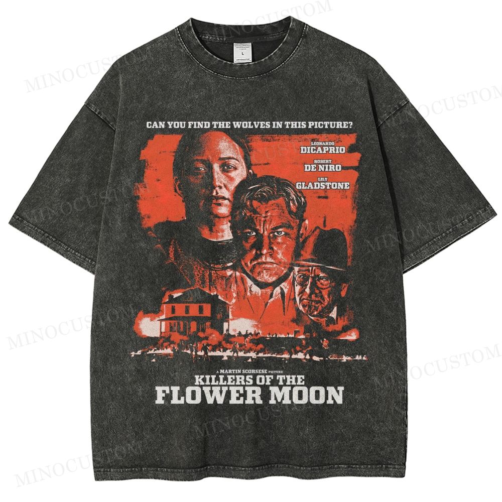 Killers of the Flower Moon Crime Drama Retro Collage Graphic Washed T-Shirt 