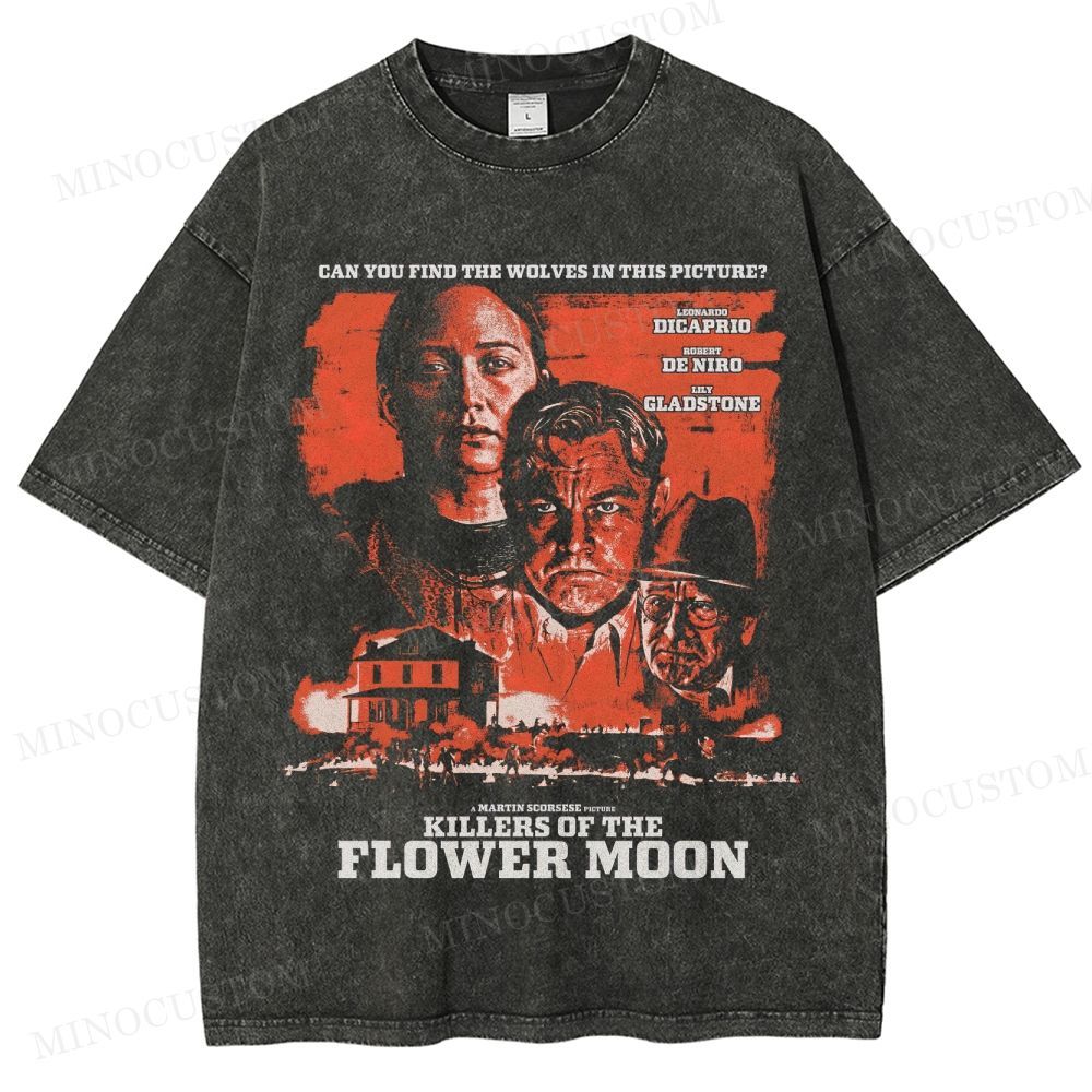 Killers of the Flower Moon Crime Drama Retro Collage Graphic Washed T-Shirt
