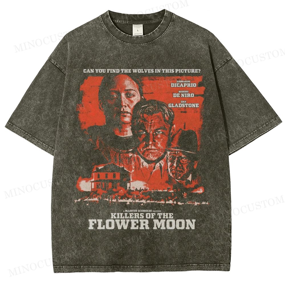 Killers of the Flower Moon Crime Drama Retro Collage Graphic Washed T-Shirt 