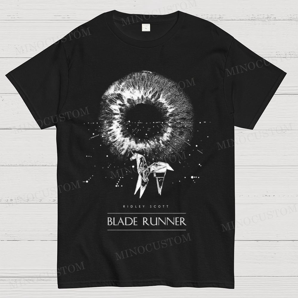 Blade Runner Sci-Fi Retro Eye & Origami Unicorn Graphic Cotton T-shirt