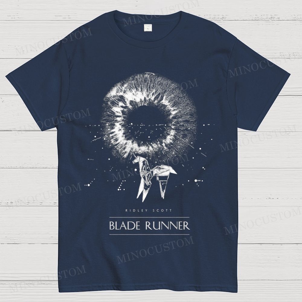Blade Runner Sci-Fi Retro Eye & Origami Unicorn Graphic Cotton T-shirt