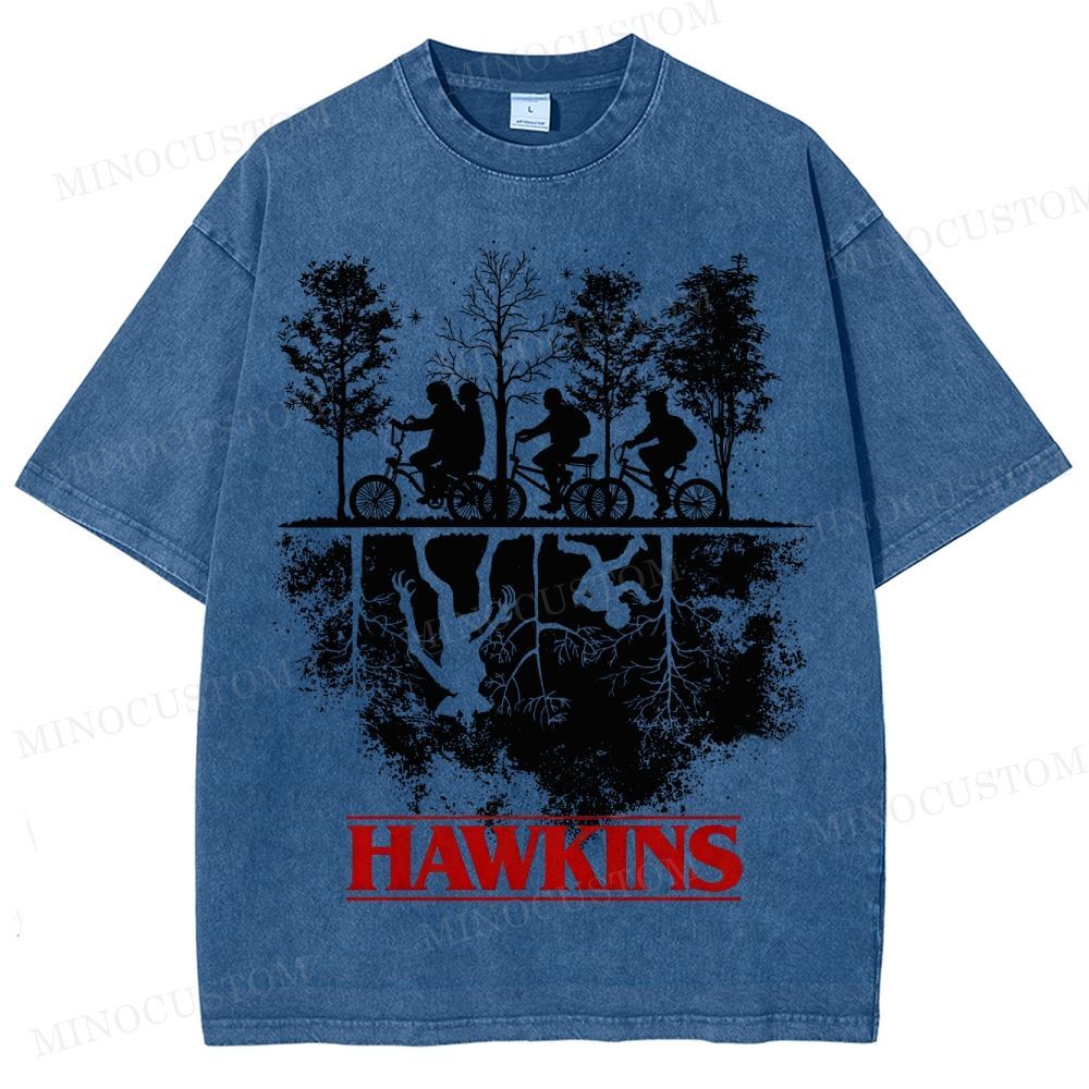 Sci-Fi Horror Town & Group Graphic Retro Washed T-Shirt