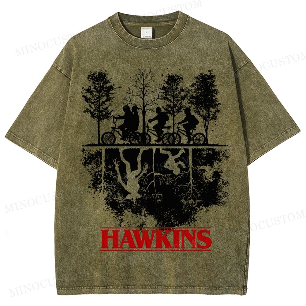 Sci-Fi Horror Town & Group Graphic Retro Washed T-Shirt