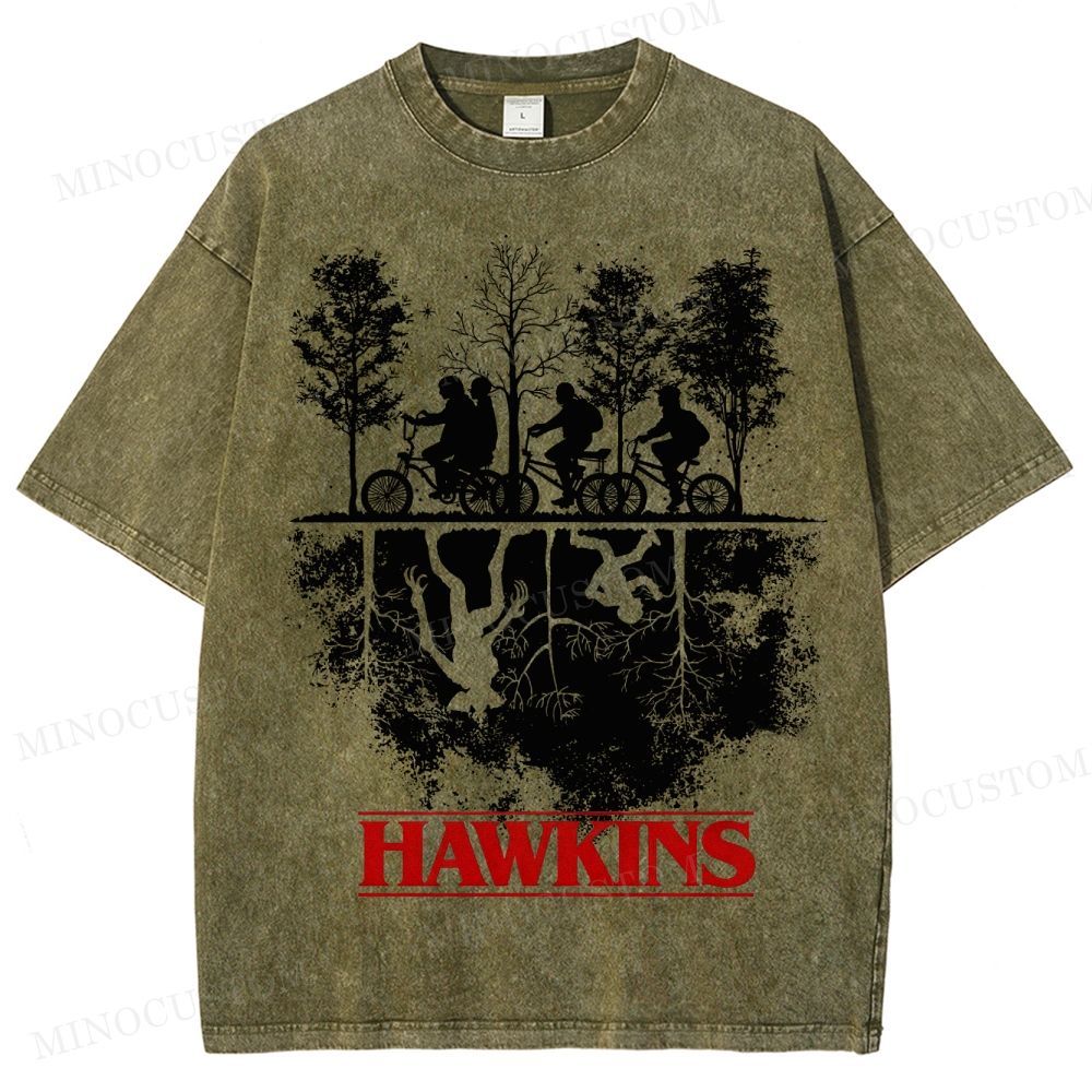 Sci-Fi Horror Town & Group Graphic Retro Washed T-Shirt