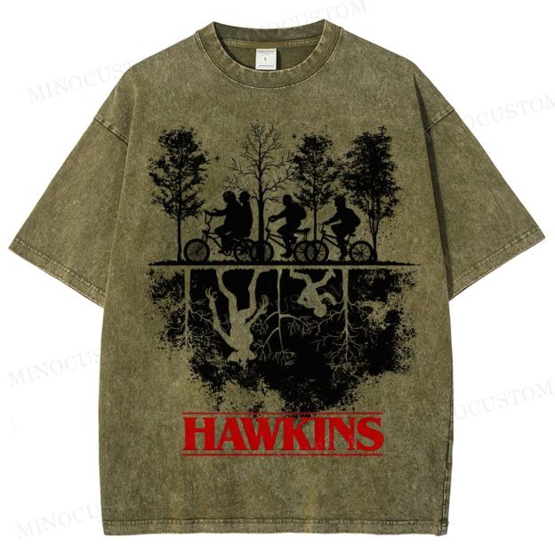 Sci-Fi Horror Town & Group Graphic Retro Washed T-Shirt