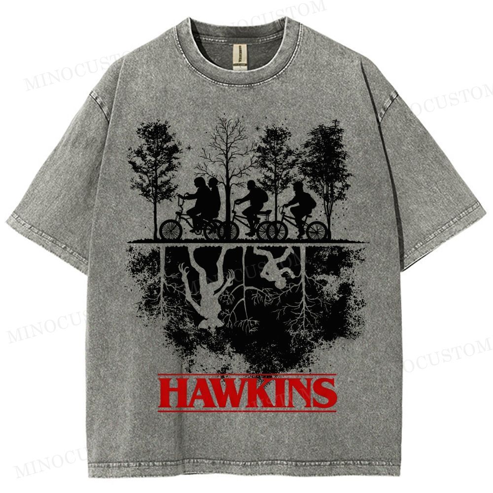 Sci-Fi Horror Town & Group Graphic Retro Washed T-Shirt