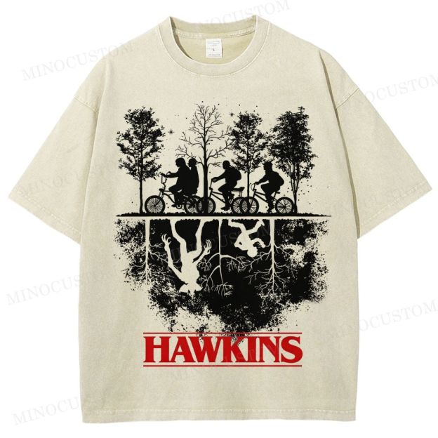 Sci-Fi Horror Town & Group Graphic Retro Washed T-Shirt