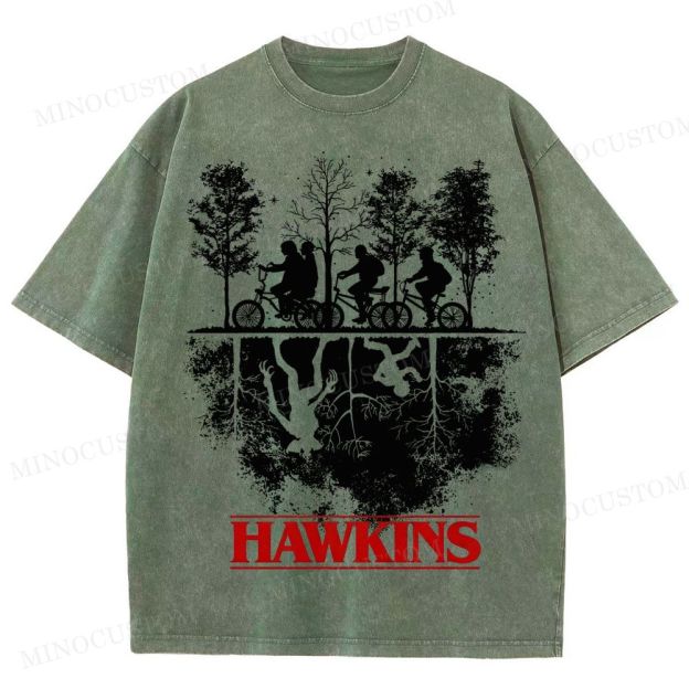 Sci-Fi Horror Town & Group Graphic Retro Washed T-Shirt