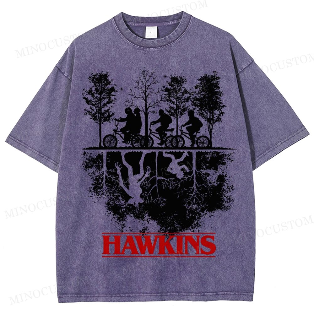 Sci-Fi Horror Town & Group Graphic Retro Washed T-Shirt