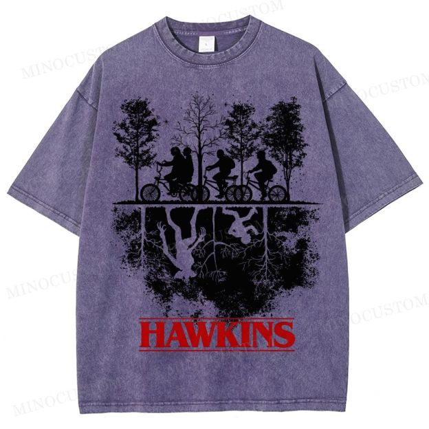 Sci-Fi Horror Town & Group Graphic Retro Washed T-Shirt