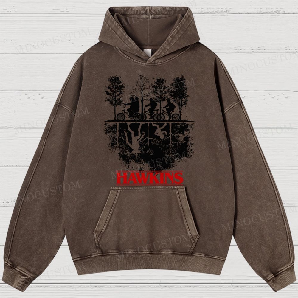 Sci-Fi Horror Town & Group Graphic Retro Washed Hoodies