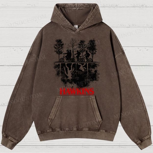 Sci-Fi Horror Town & Group Graphic Retro Washed Hoodies