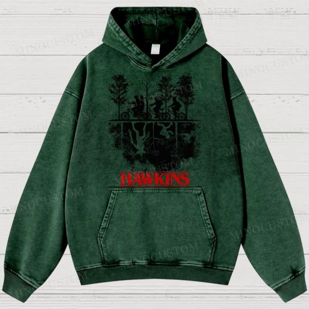 Sci-Fi Horror Town & Group Graphic Retro Washed Hoodies