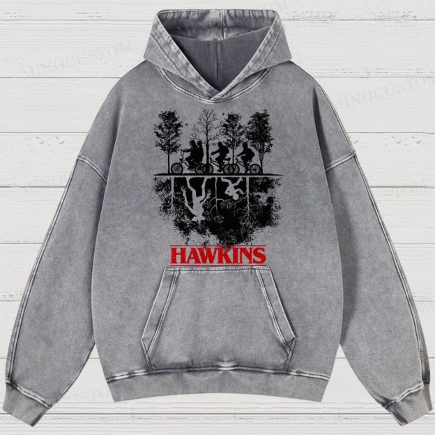 Sci-Fi Horror Town & Group Graphic Retro Washed Hoodies