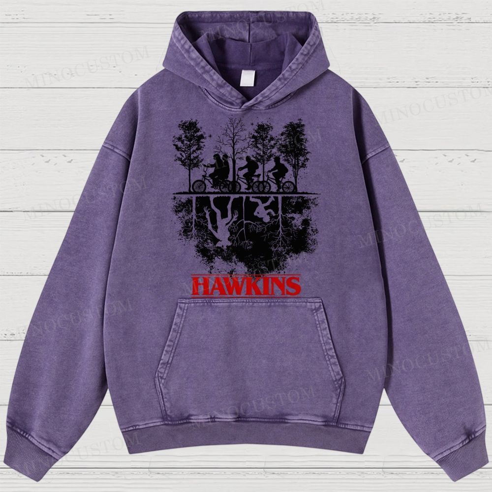 Sci-Fi Horror Town & Group Graphic Retro Washed Hoodies