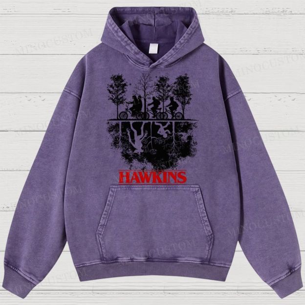 Sci-Fi Horror Town & Group Graphic Retro Washed Hoodies