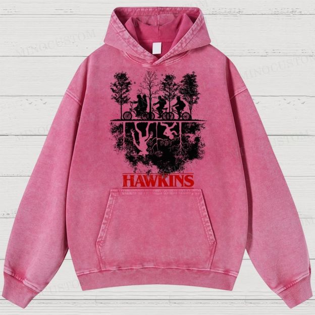 Sci-Fi Horror Town & Group Graphic Retro Washed Hoodies