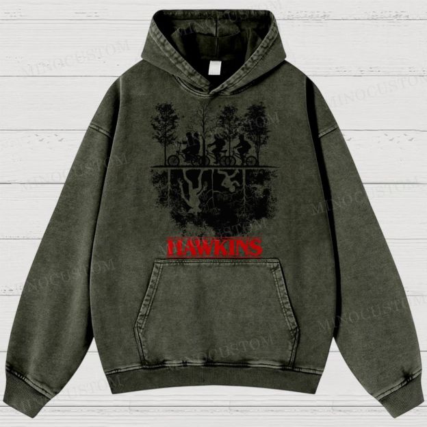 Sci-Fi Horror Town & Group Graphic Retro Washed Hoodies