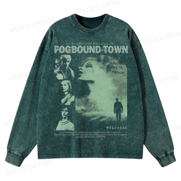 Fogbound Town Washed Long-Sleeved T-Shirt 
