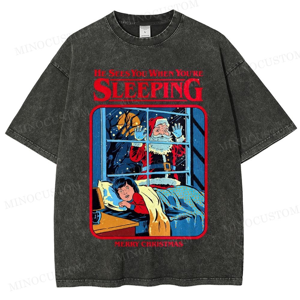 Horror Santa Holiday Graphic Washed T-Shirt