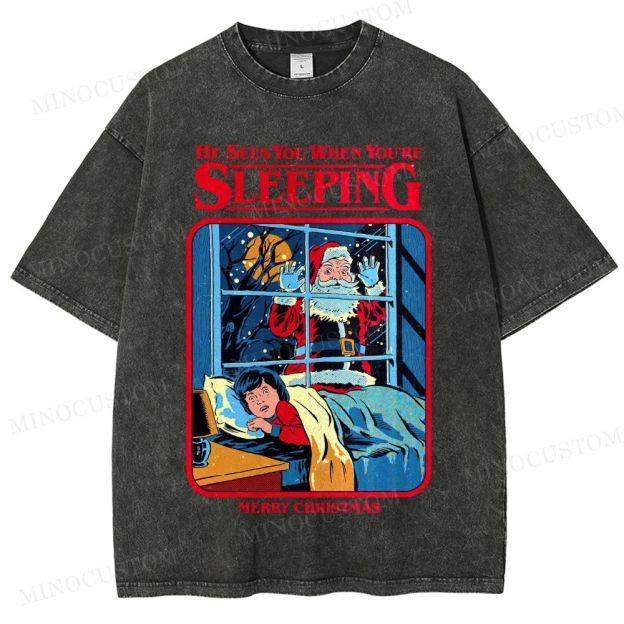 Horror Santa Holiday Graphic Washed T-Shirt