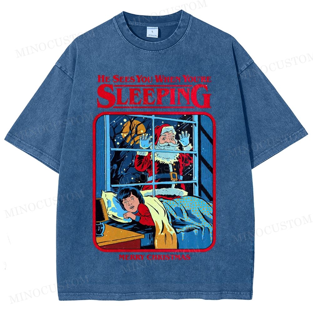 Horror Santa Holiday Graphic Washed T-Shirt