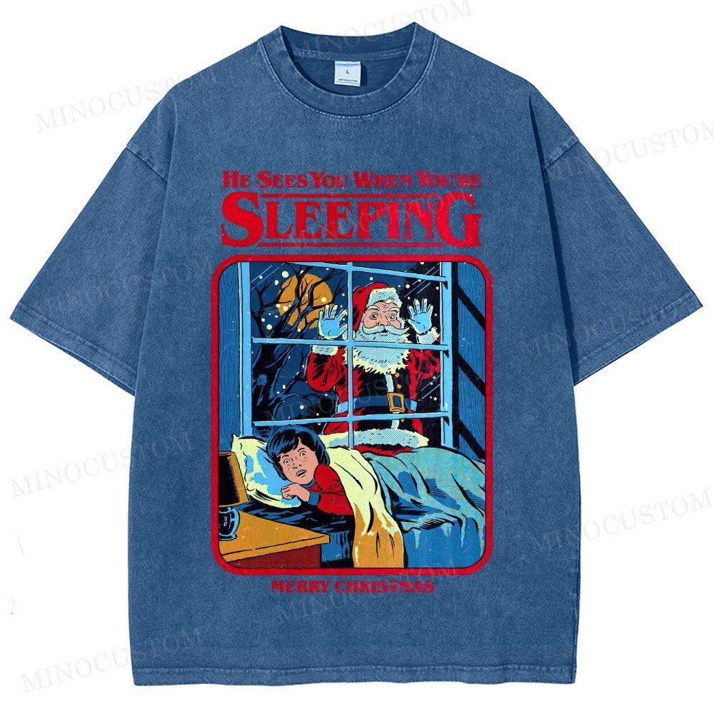 Horror Santa Holiday Graphic Washed T-Shirt