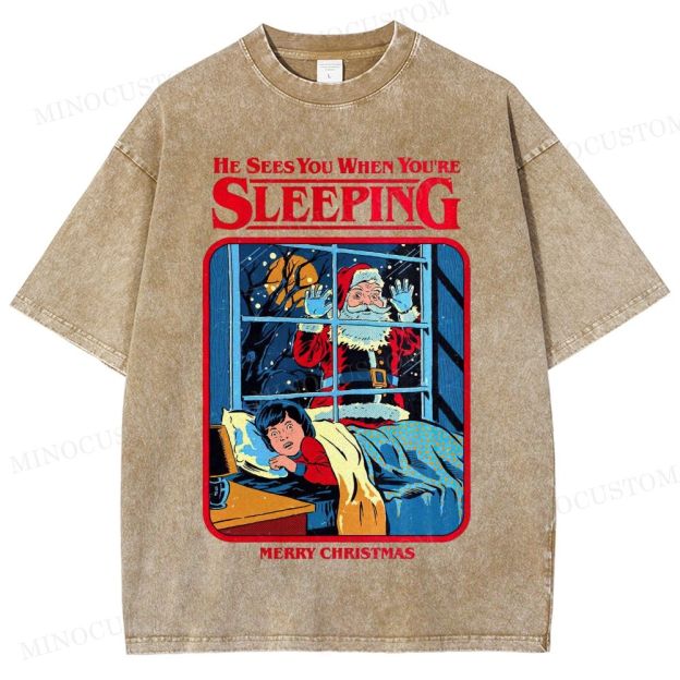 Horror Santa Holiday Graphic Washed T-Shirt