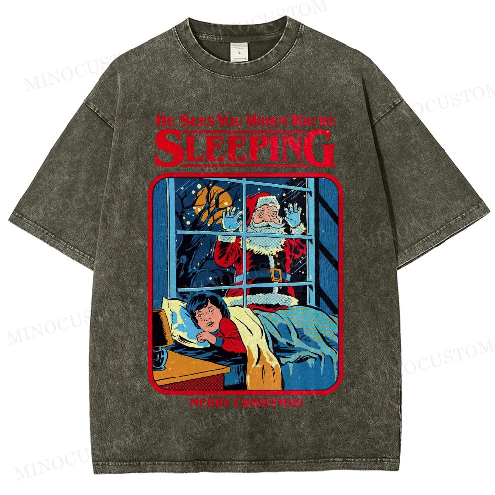 Horror Santa Holiday Graphic Washed T-Shirt