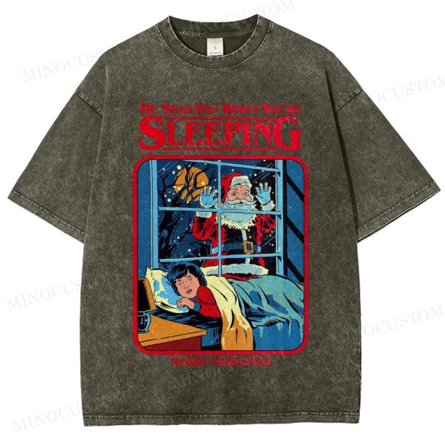 Horror Santa Holiday Graphic Washed T-Shirt