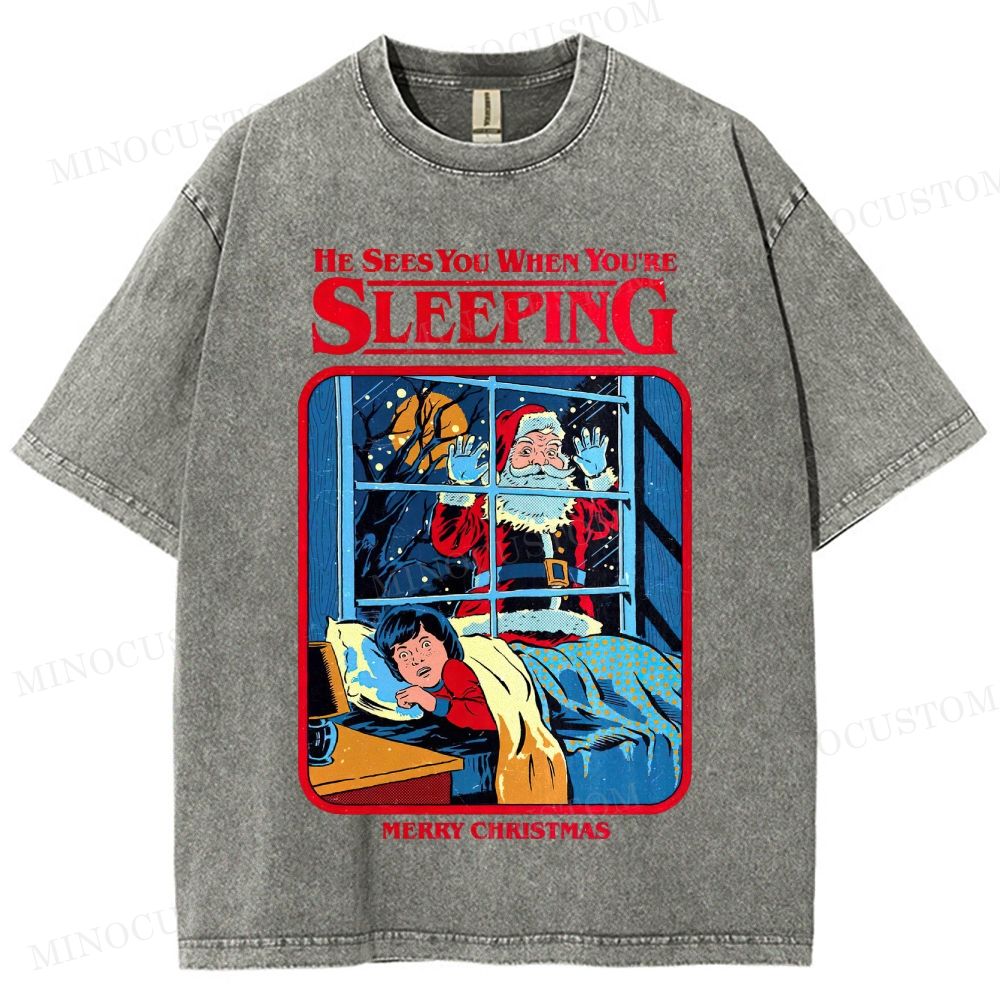 Horror Santa Holiday Graphic Washed T-Shirt