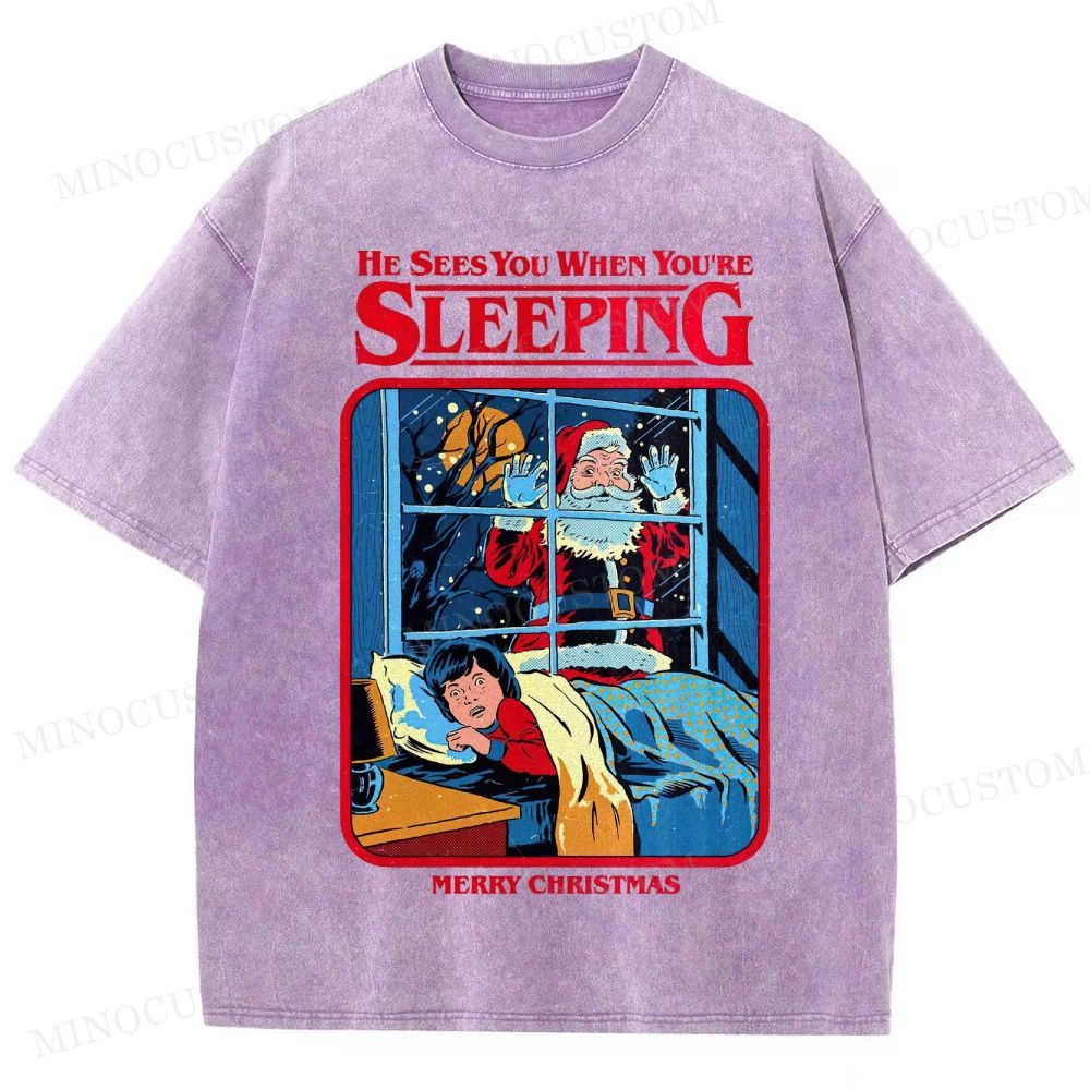 Horror Santa Holiday Graphic Washed T-Shirt