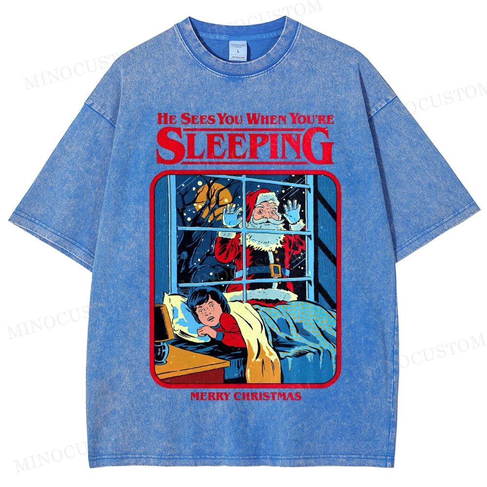 Horror Santa Holiday Graphic Washed T-Shirt