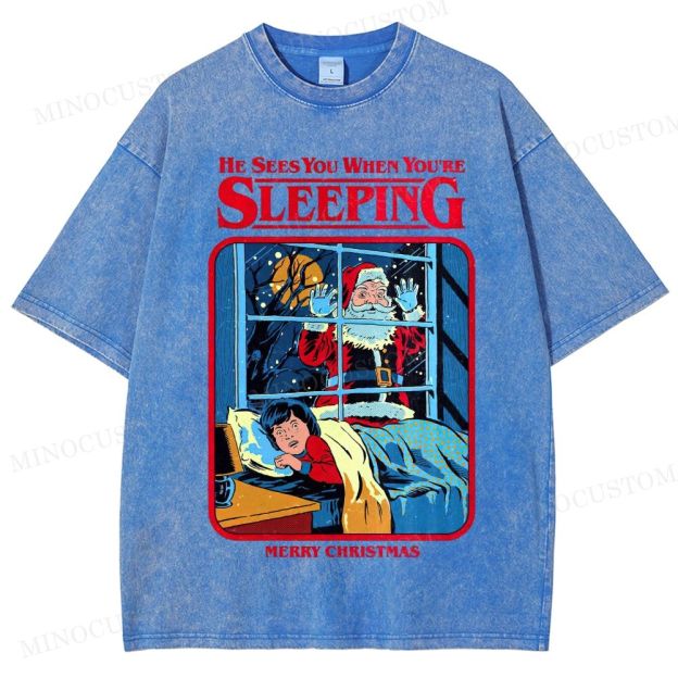 Horror Santa Holiday Graphic Washed T-Shirt