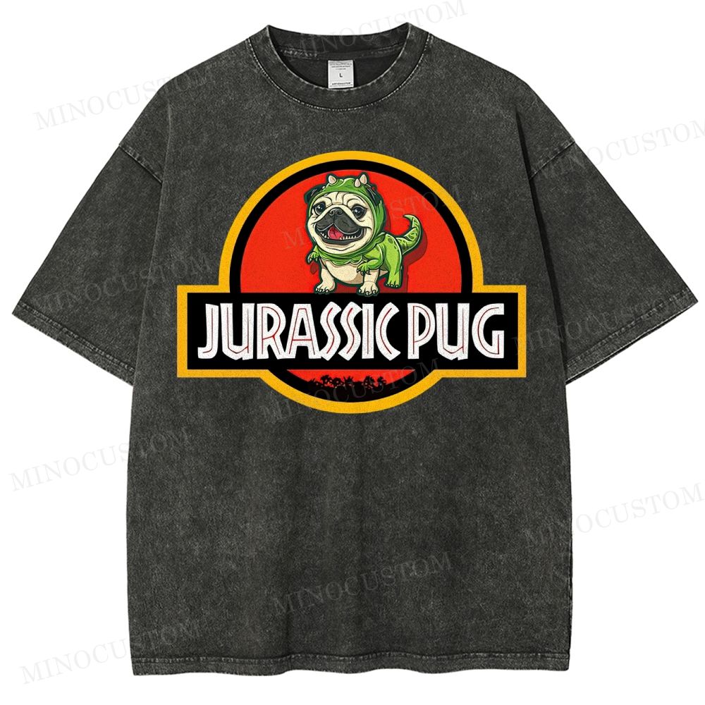 Jurassic Pug  Washed T-Shirt 