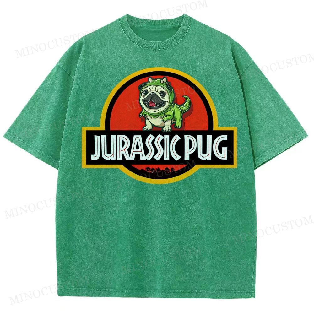 Jurassic Pug  Washed T-Shirt 