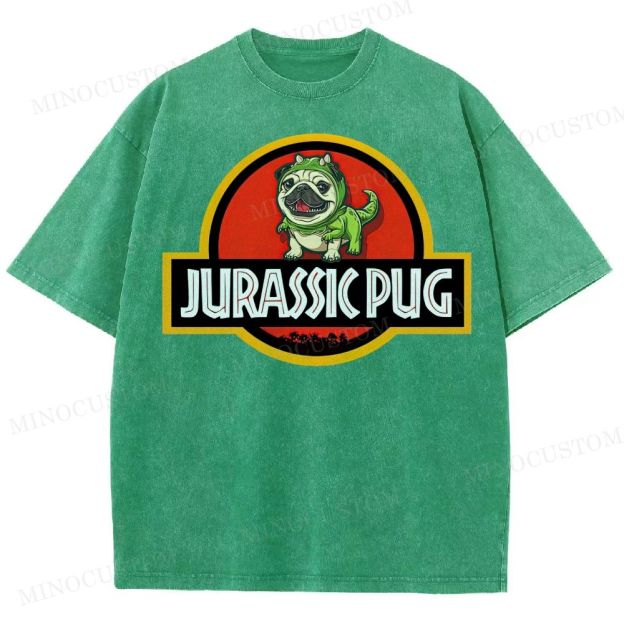 Jurassic Pug  Washed T-Shirt 
