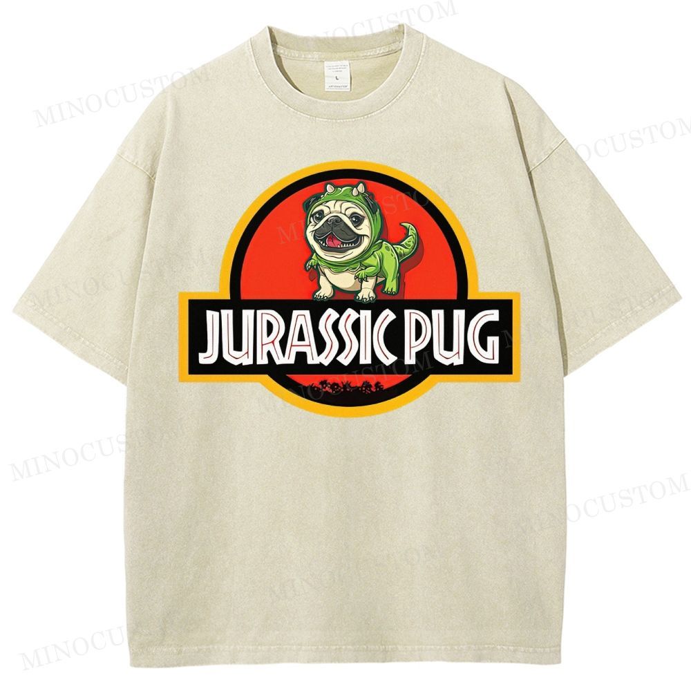 Jurassic Pug  Washed T-Shirt 
