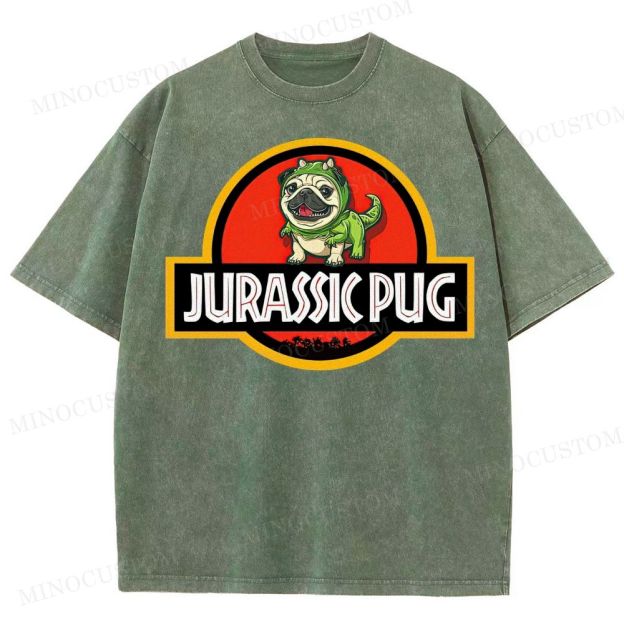 Jurassic Pug  Washed T-Shirt 