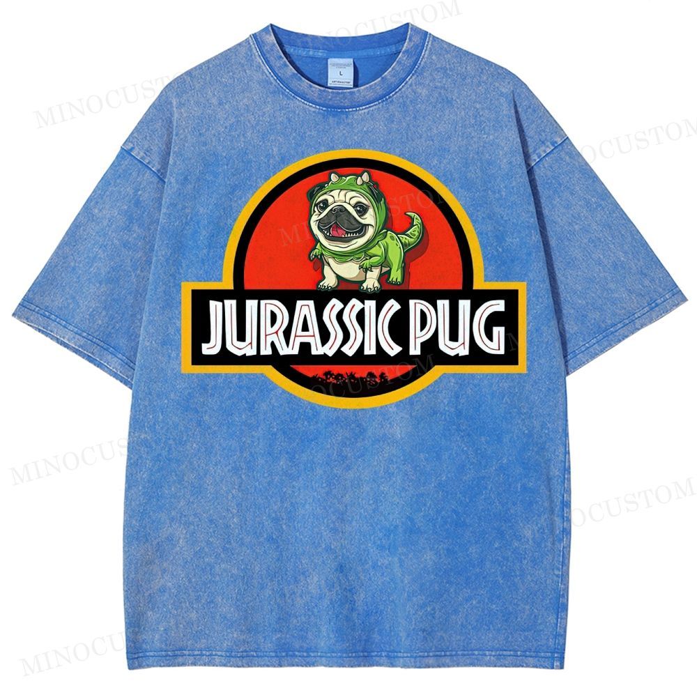Jurassic Pug  Washed T-Shirt 