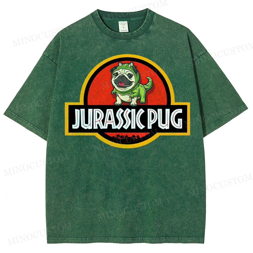 Jurassic Pug  Washed T-Shirt 