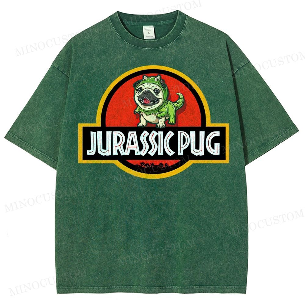 Jurassic Pug  Washed T-Shirt 