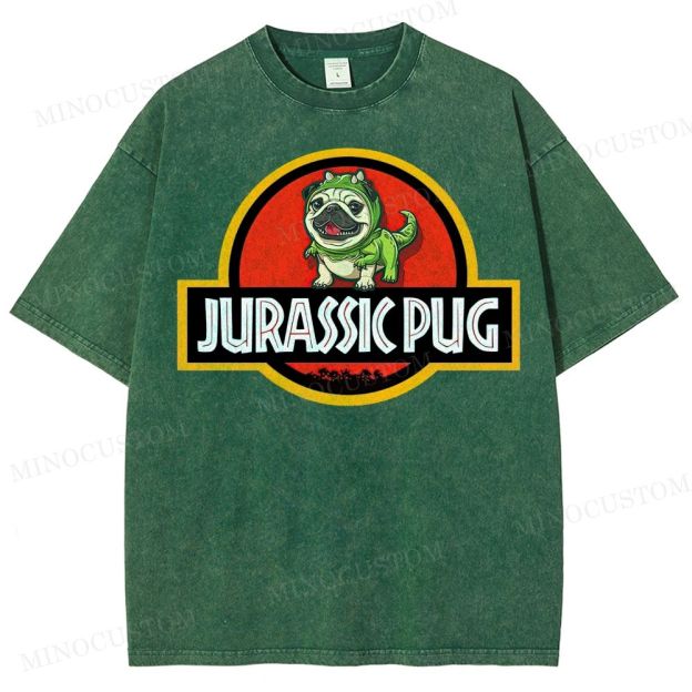 Jurassic Pug  Washed T-Shirt 