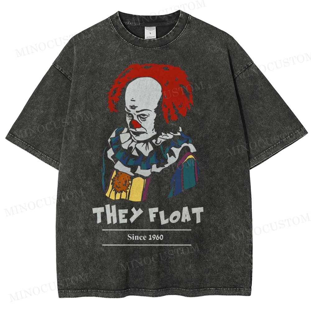 Gothic Clown Horror Washed T-Shirt 