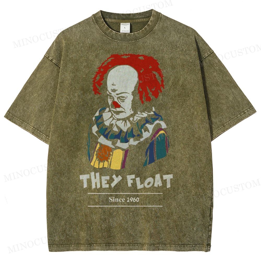 Gothic Clown Horror Washed T-Shirt 