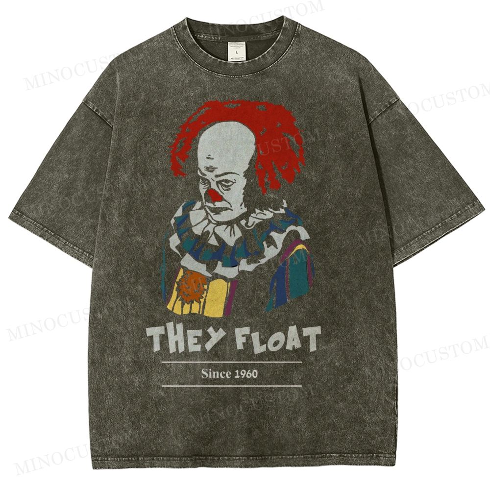 Gothic Clown Horror Washed T-Shirt 