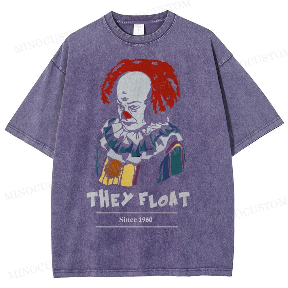 Gothic Clown Horror Washed T-Shirt 